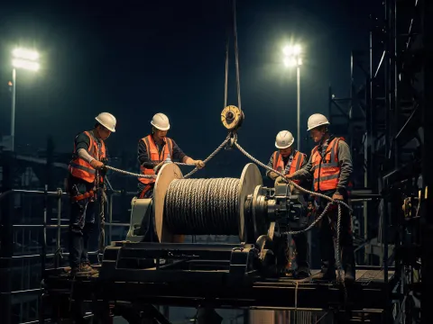 Late-shift hoist assembly crew