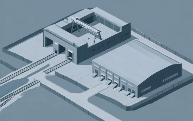 Map illustration of DynaLift crane plant and parts campus