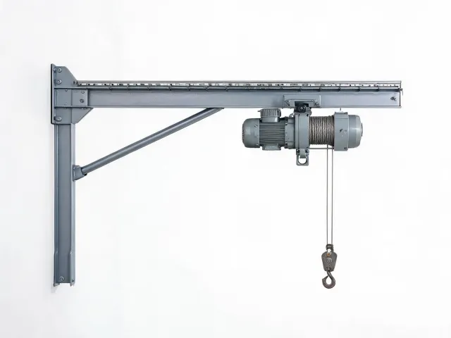 Wall-mounted jib crane with electric hoist
