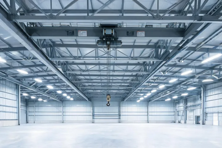 Overhead crane SKUs staged in DynaLift dispatch bay